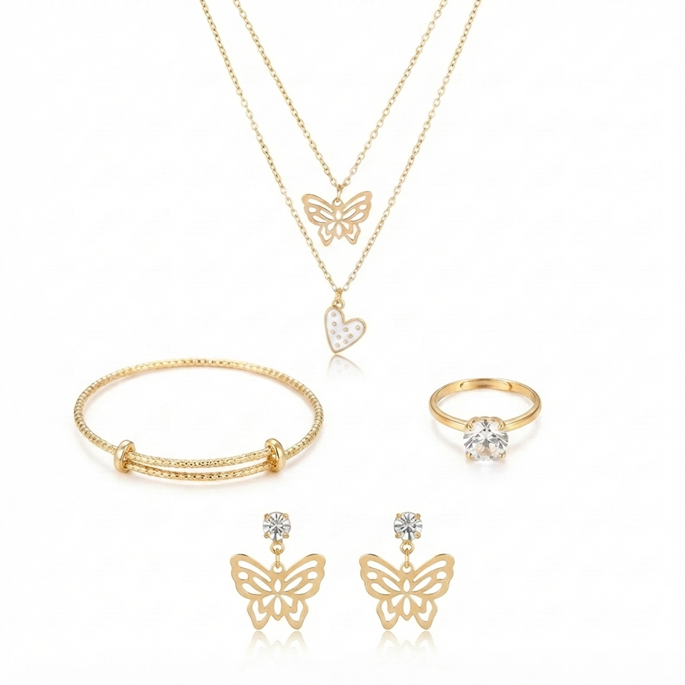 The99JeweTrendy Western Necklace Set With Heart & Butterfly  Charms with Bracelet for Women