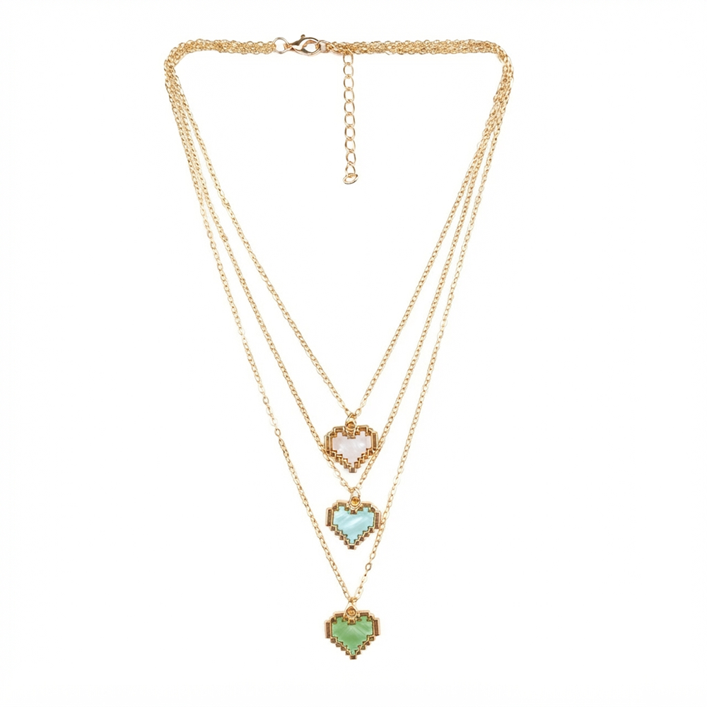 The99Jewel Gold Plated Triple Layered Enamelled Heart Pendant Western Necklace