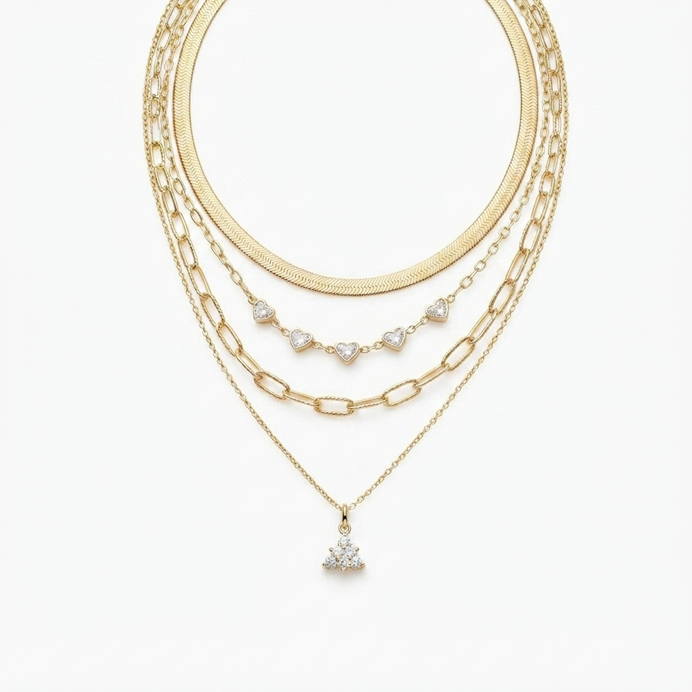 The99Jewel Gold Plated Multi Layered Western Necklace with heart Charms and Crystal Stone .