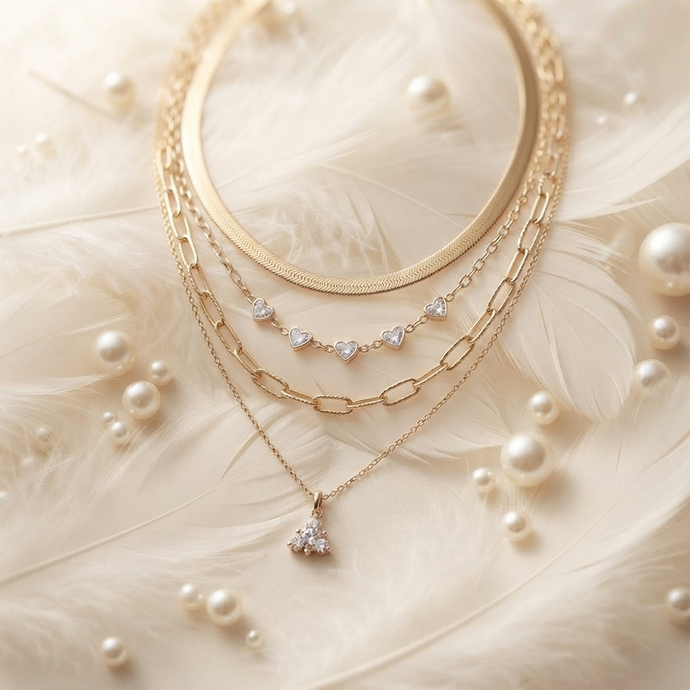 The99Jewel Gold Plated Multi Layered Western Necklace with heart Charms and Crystal Stone .