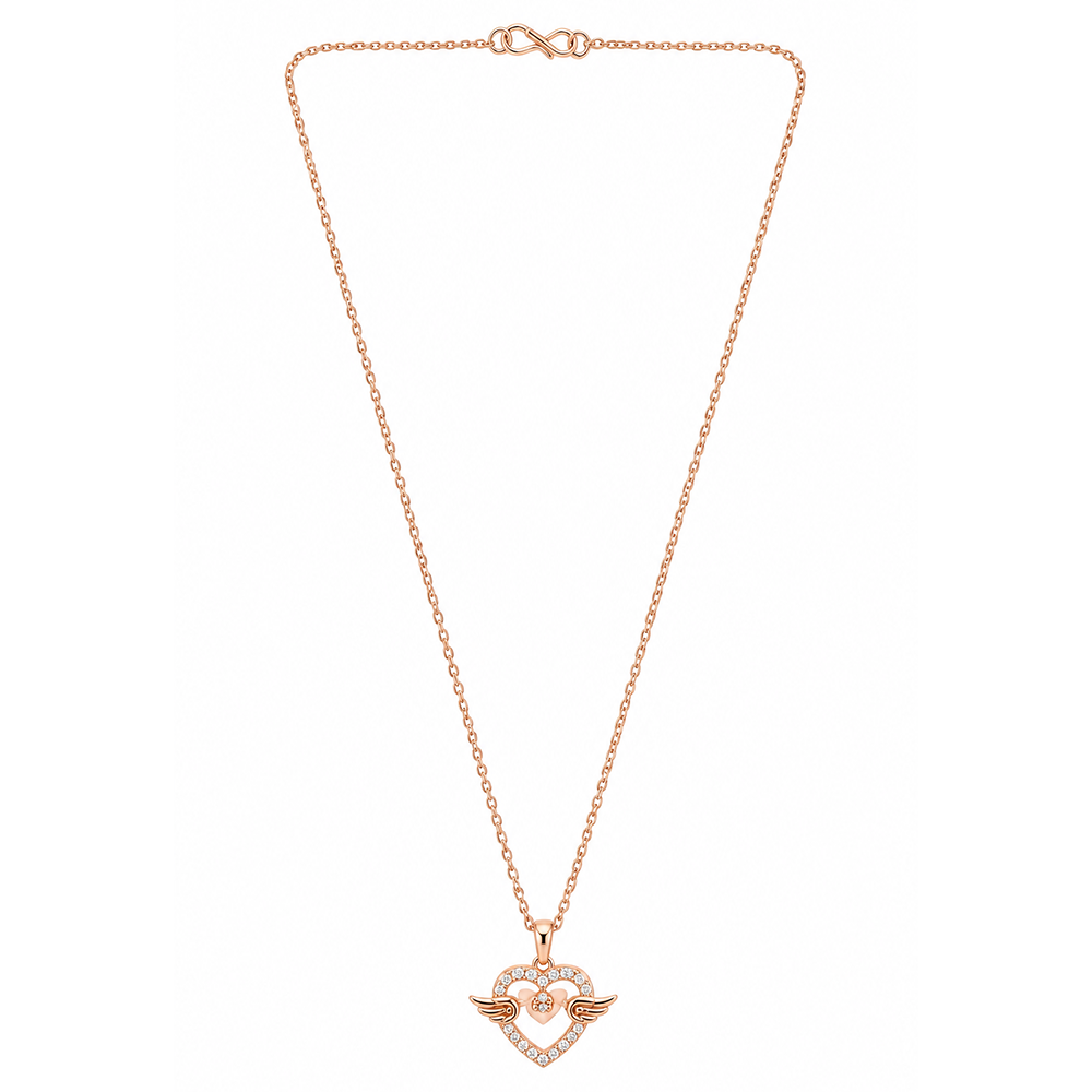 The99Jewel Stylish Rose Gold Plated American Diamond Pendant Necklace