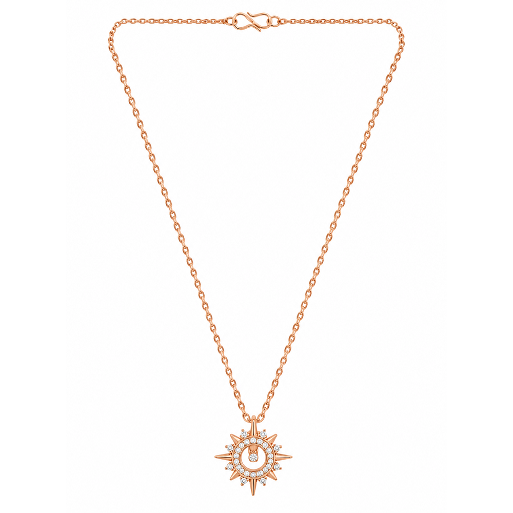 The99Jewel Stylish Rose Gold Plated American Diamond Pendant Necklace