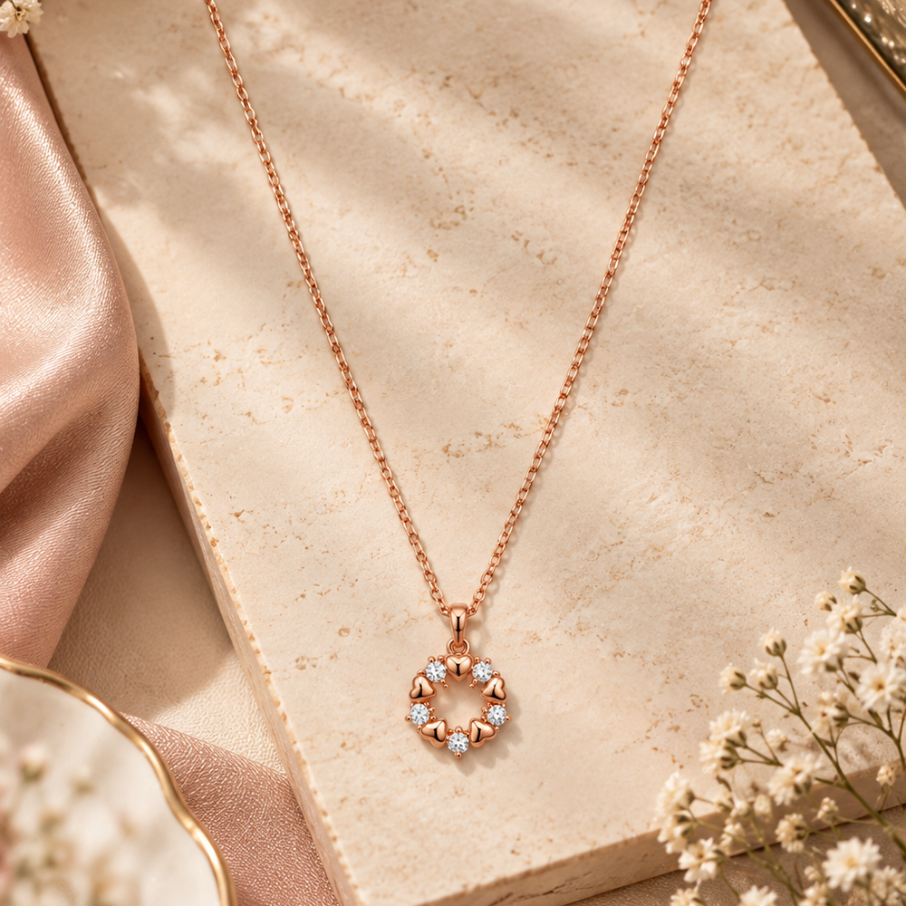 The99Jewel Trendy Rose Gold American Diamond Pendant Chain for Women