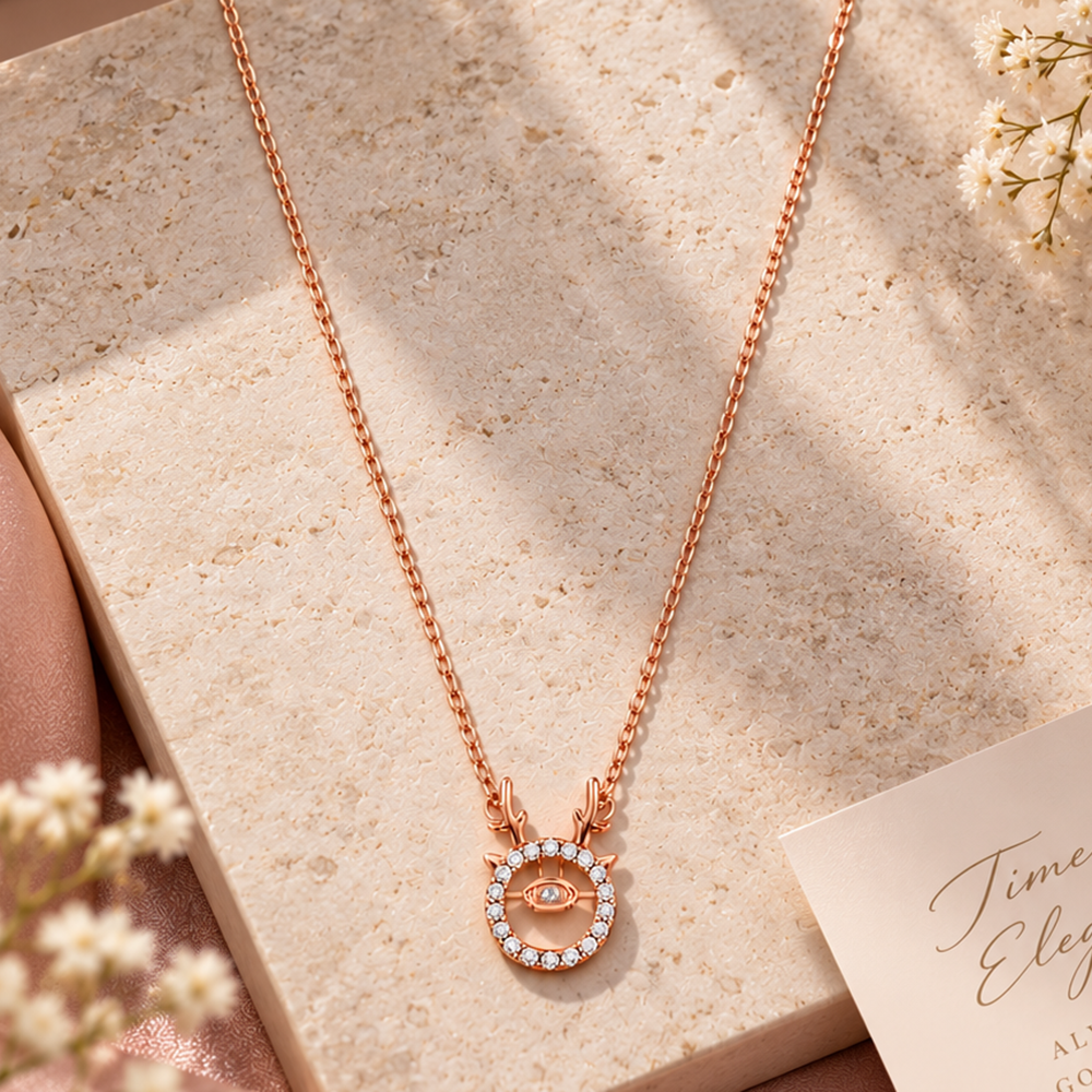 The99Jewel Chic American Diamond Rose Gold Plated Chain Necklace