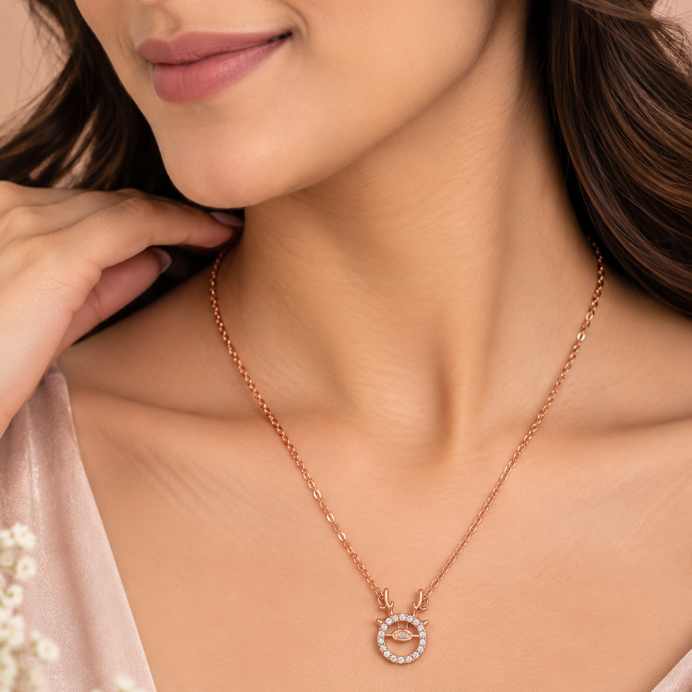 The99Jewel Chic American Diamond Rose Gold Plated Chain Necklace