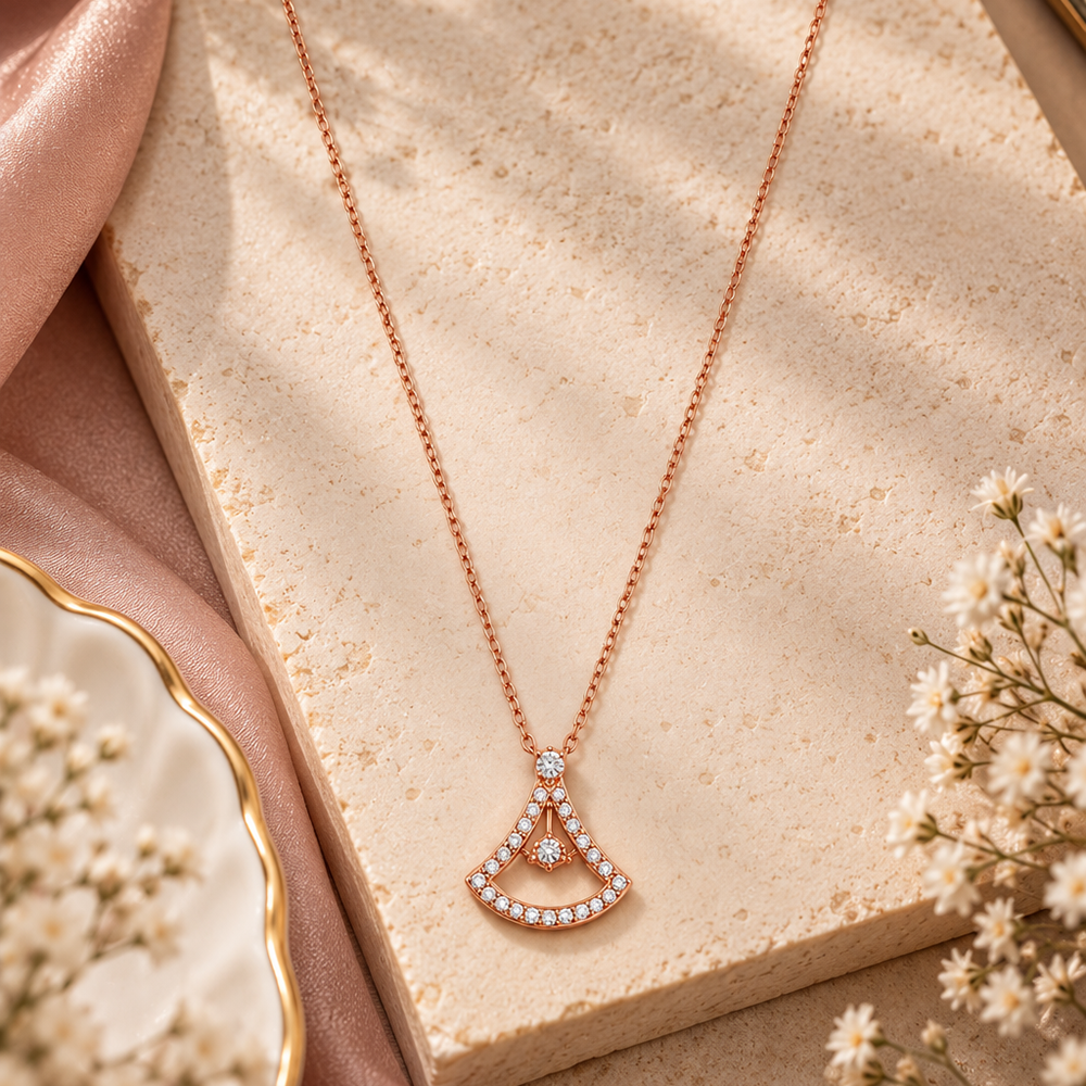 The99Jewel Chic American Diamond Rose Gold Plated Chain Necklace