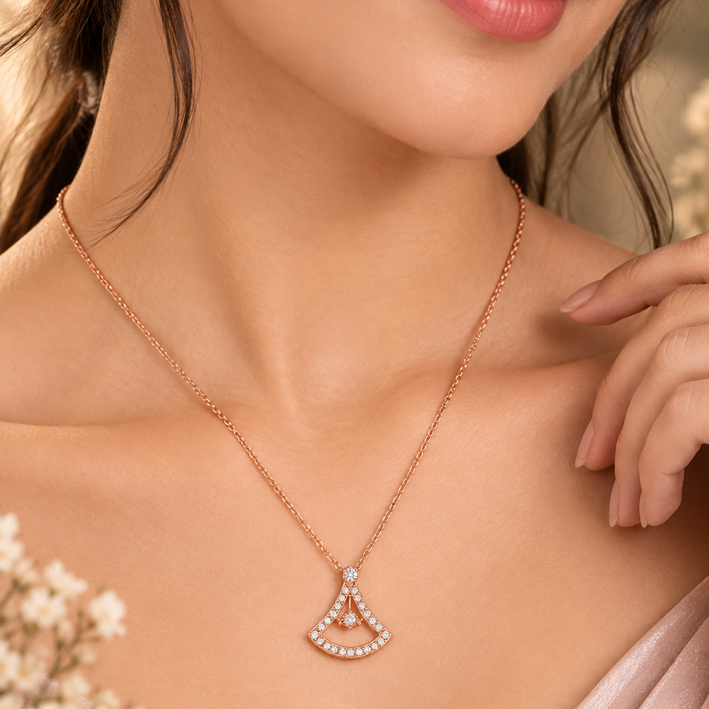 The99Jewel Chic American Diamond Rose Gold Plated Chain Necklace