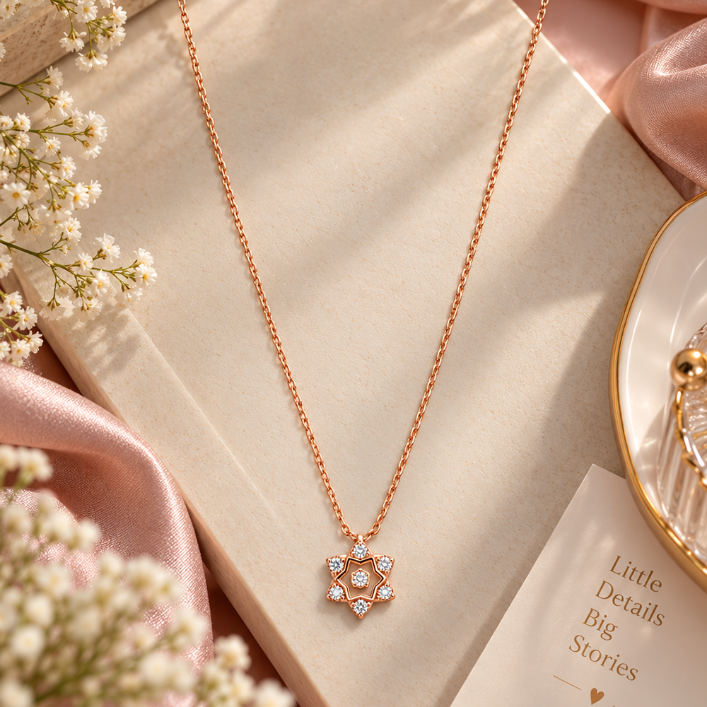 The99Jewel Chic American Diamond Rose Gold Plated Chain Necklace