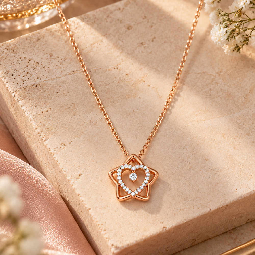The99Jewel Chic American Diamond Rose Gold Plated Chain Necklace