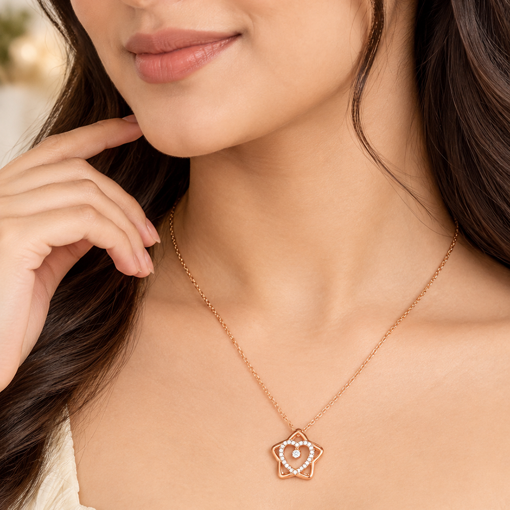 The99Jewel Chic American Diamond Rose Gold Plated Chain Necklace