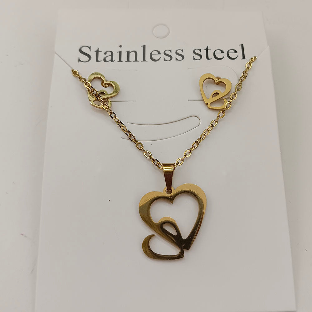 The99Jewel Anti Tarnish Chain Necklace with Heart Pendant & Matching Earrings for Women