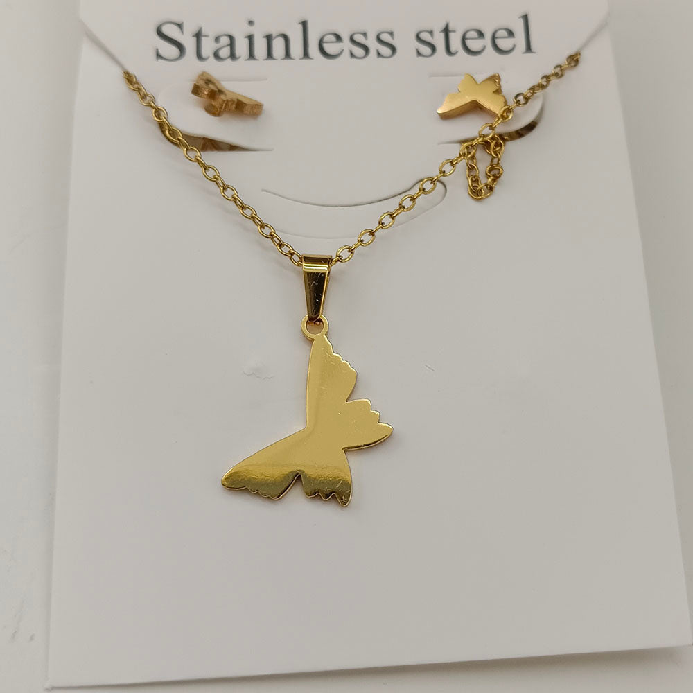 The99Jewel Anti Tarnish Chain Necklace with Butterfly Pendant & Matching Earrings for Women