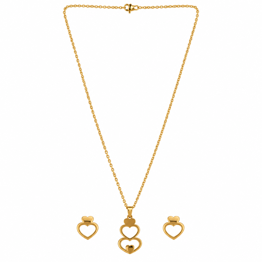 The99Jewel Anti Tarnish Chain Necklace with Heart Pendant & Matching Earrings for Women