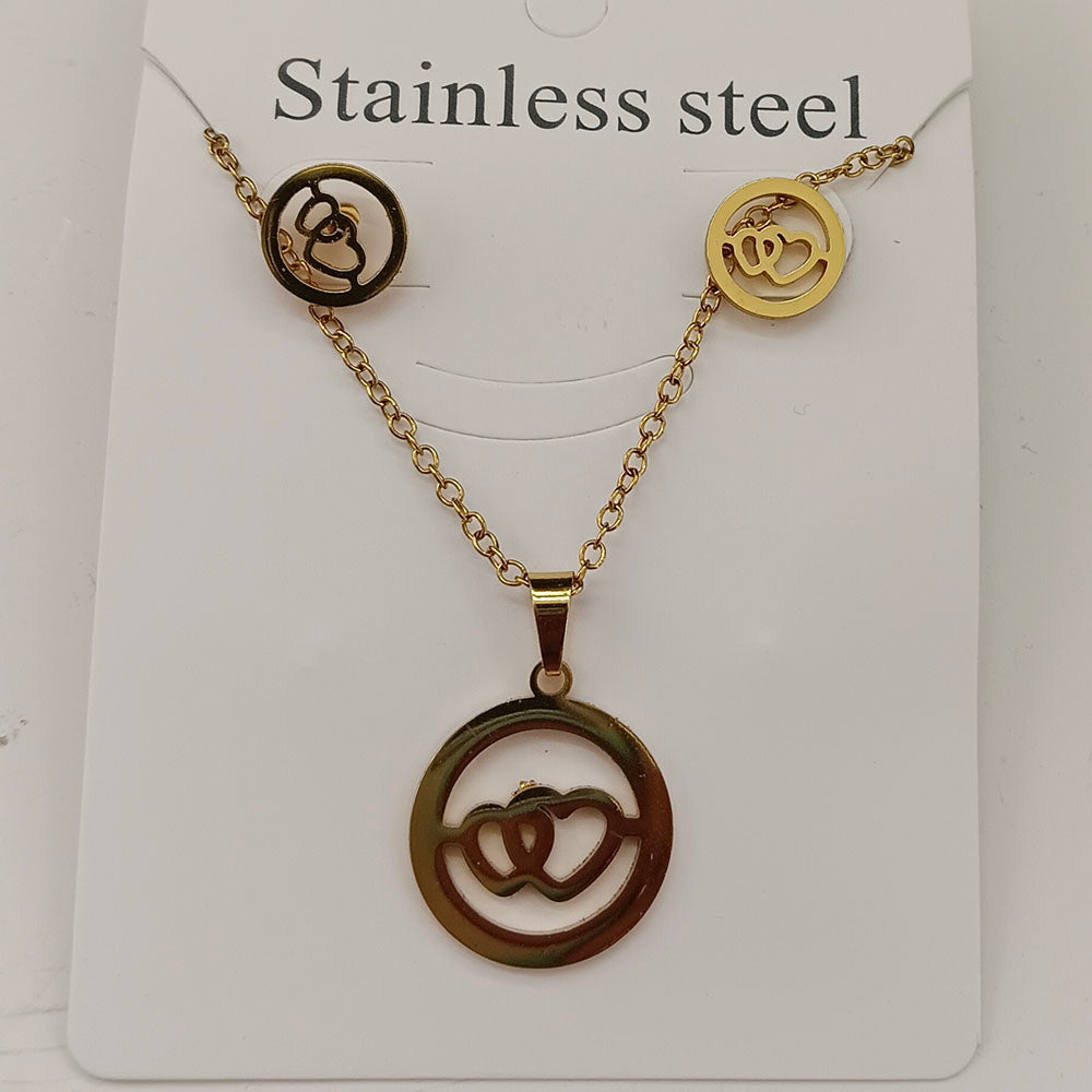 The99Jewel Minimal Anti Tarnish Heart Pendant Chain Necklace & Earrings Set for Women