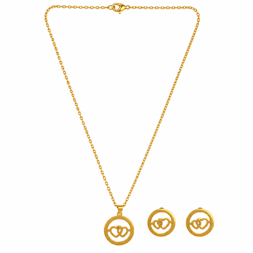 The99Jewel Minimal Anti Tarnish Heart Pendant Chain Necklace & Earrings Set for Women