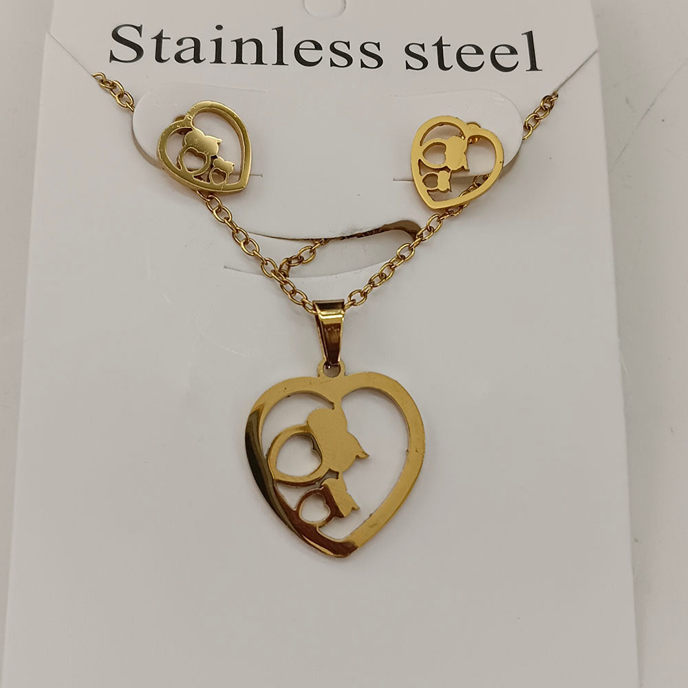 The99Jewel Minimal Anti Tarnish Heart Pendant Chain Necklace & Earrings Set for Women