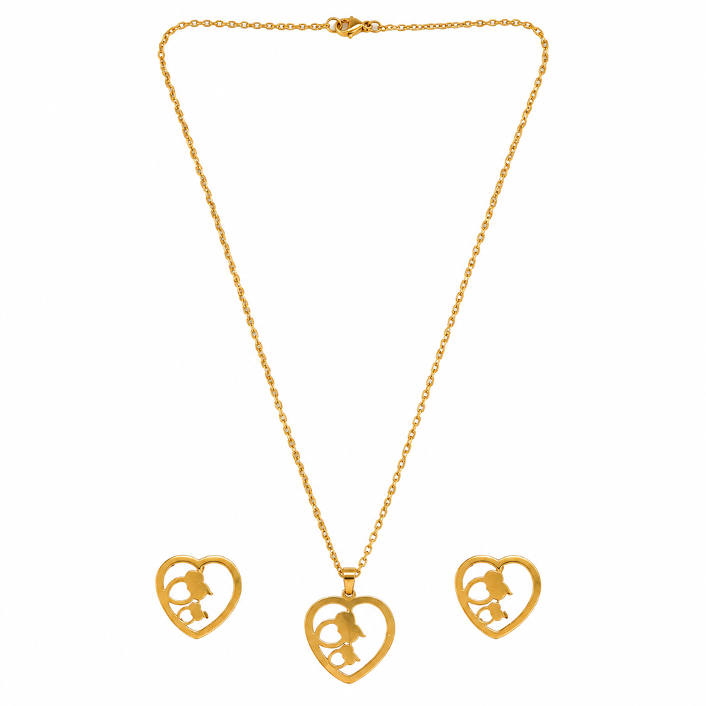 The99Jewel Minimal Anti Tarnish Heart Pendant Chain Necklace & Earrings Set for Women