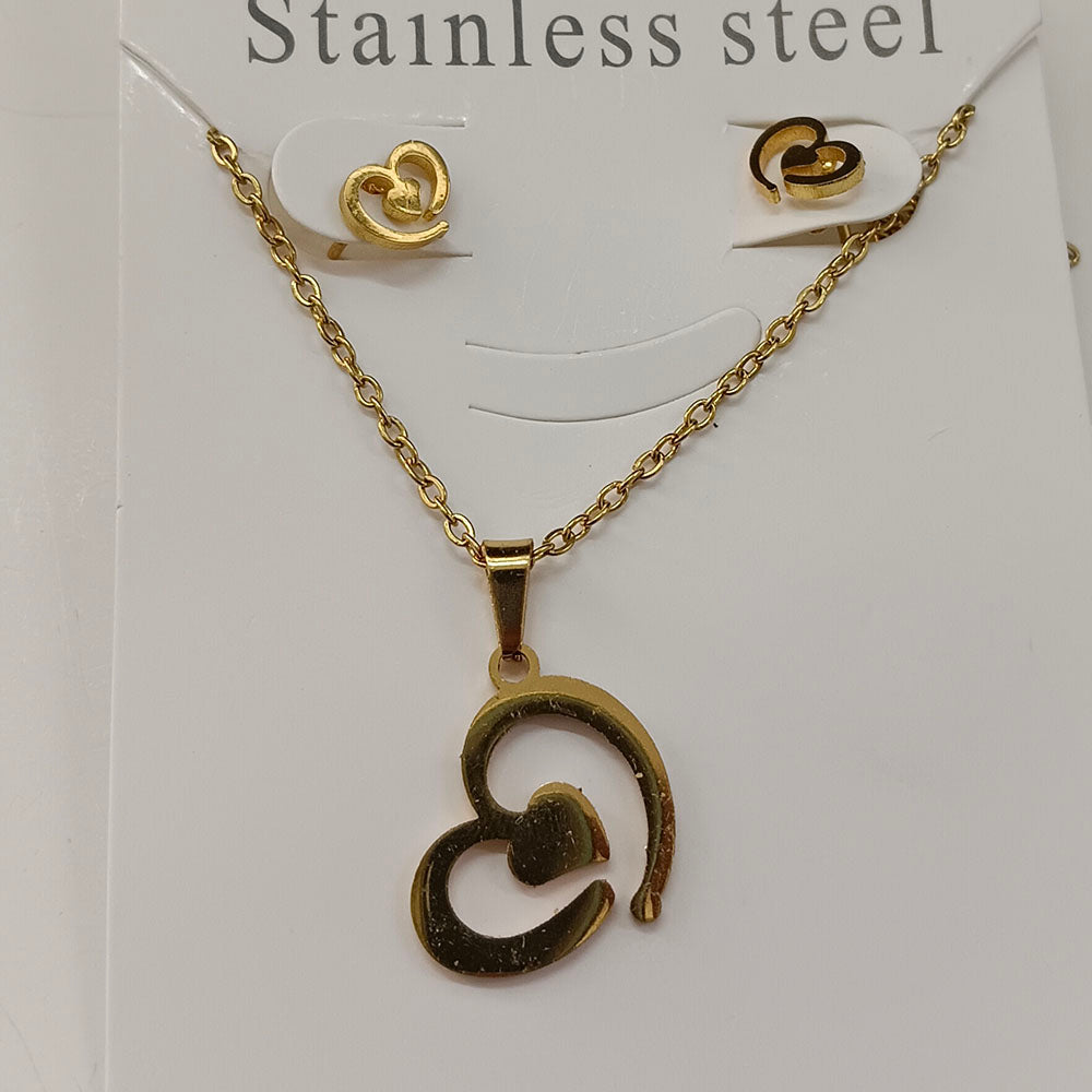 The99Jewel Minimal Anti Tarnish Heart Pendant Chain Necklace & Earrings Set for Women