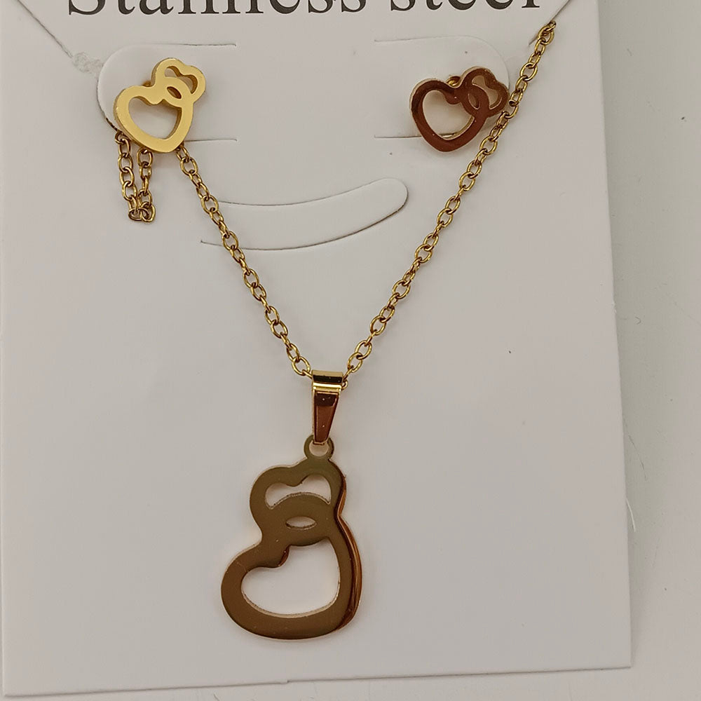 The99Jewel Minimal Anti Tarnish Heart Pendant Chain Necklace & Earrings Set for Women