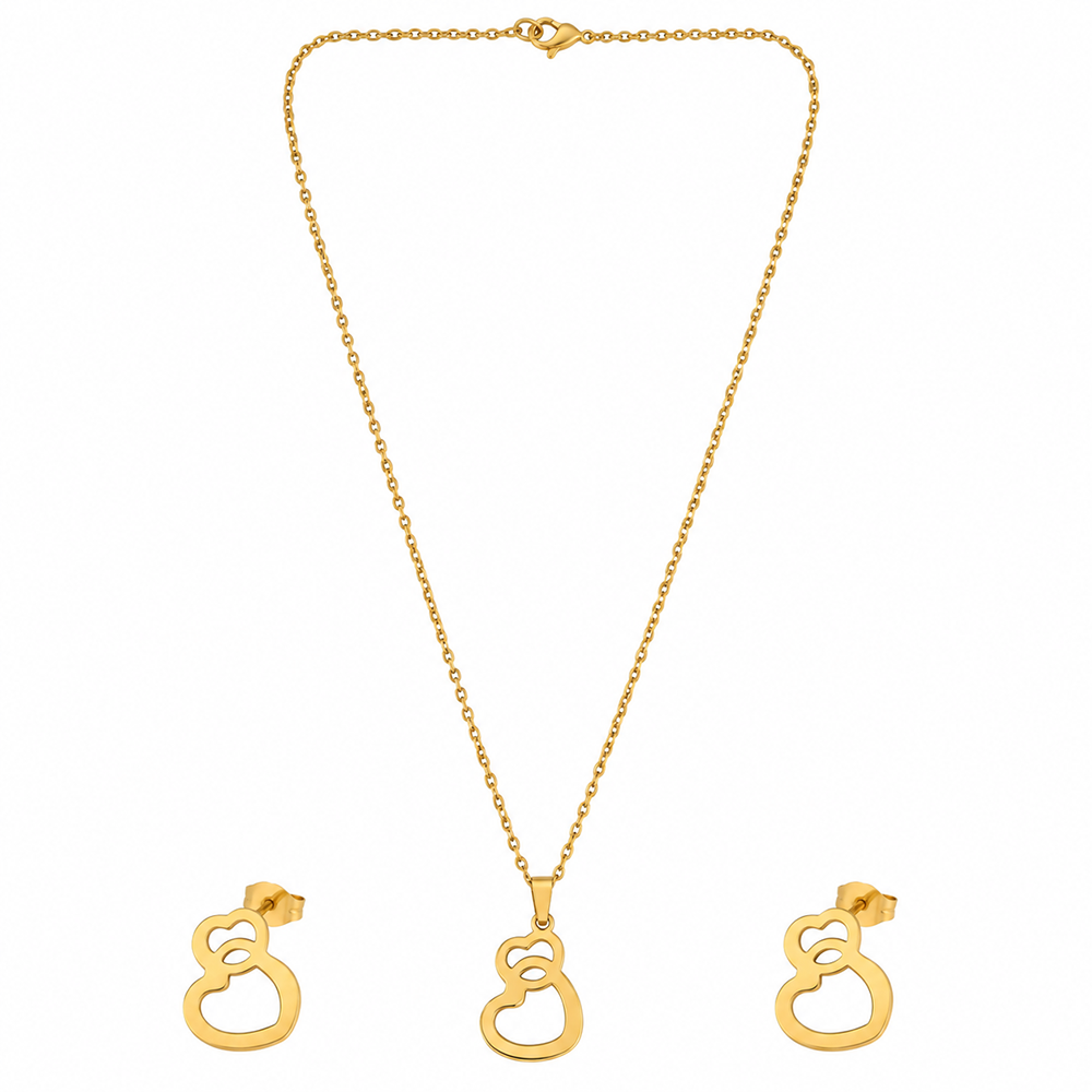 The99Jewel Minimal Anti Tarnish Heart Pendant Chain Necklace & Earrings Set for Women