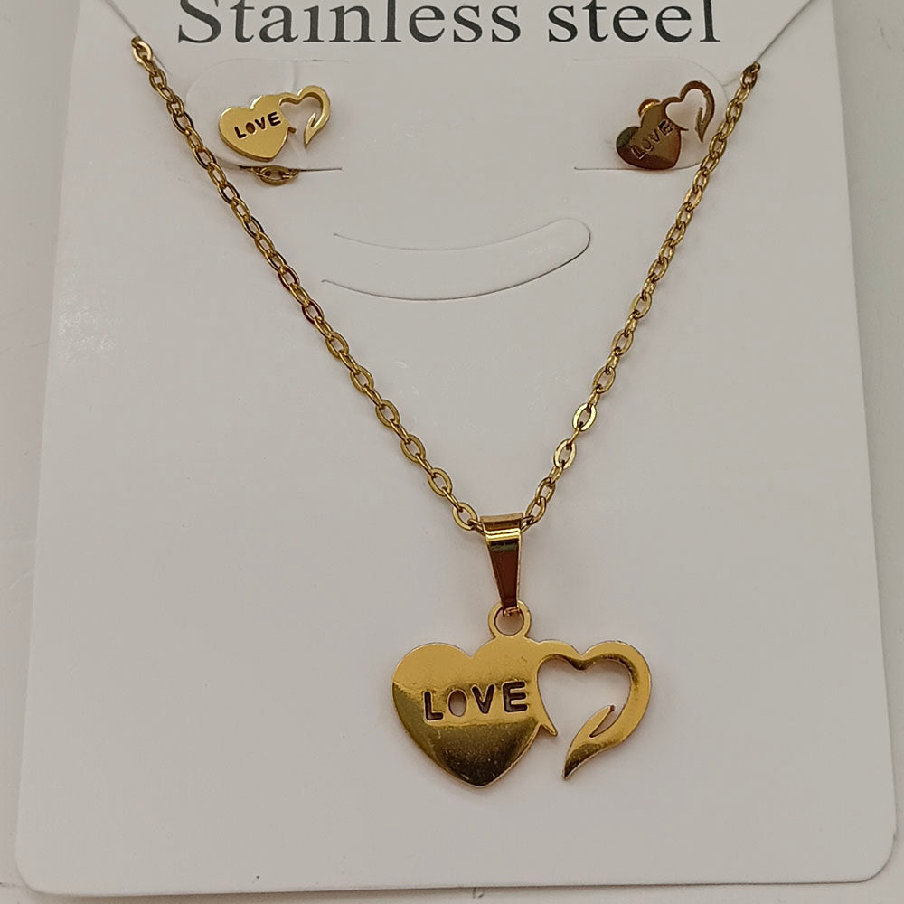 The99Jewel Beautiful Anti Tarnish Heart With Love Pendant Necklace with Matching Earrings for  Party Wear