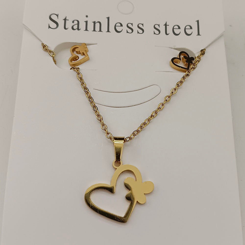 The99Jewel Beautiful Anti Tarnish Heart Pendant Necklace with Matching Earrings for  Party Wear