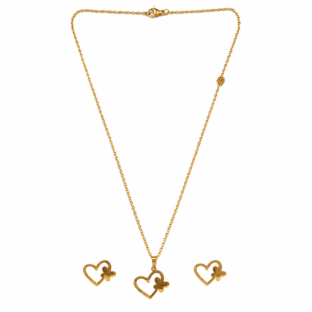The99Jewel Beautiful Anti Tarnish Heart Pendant Necklace with Matching Earrings for  Party Wear