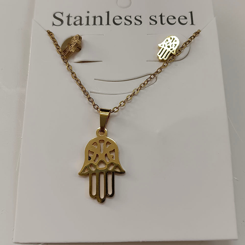 The99Jewel Beautiful Anti Tarnish Hamsa Pendant Necklace with Matching Earrings for  Party Wear