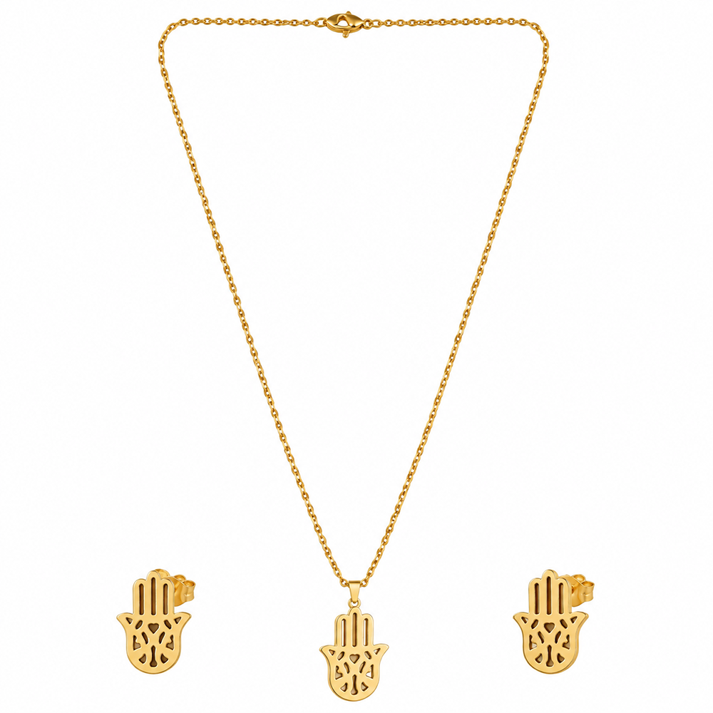 The99Jewel Beautiful Anti Tarnish Hamsa Pendant Necklace with Matching Earrings for  Party Wear