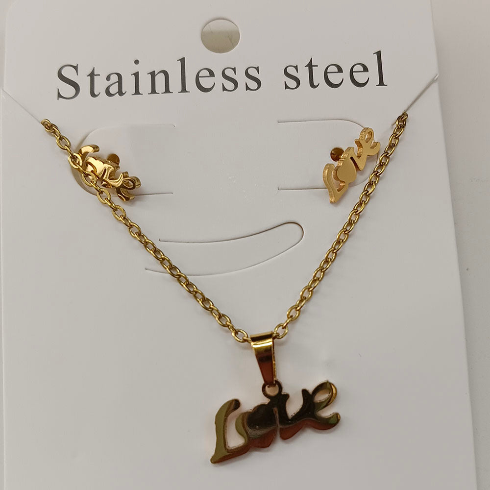 The99Jewel Beautiful Anti Tarnish Love Pendant Necklace with Matching Earrings for  Party Wear
