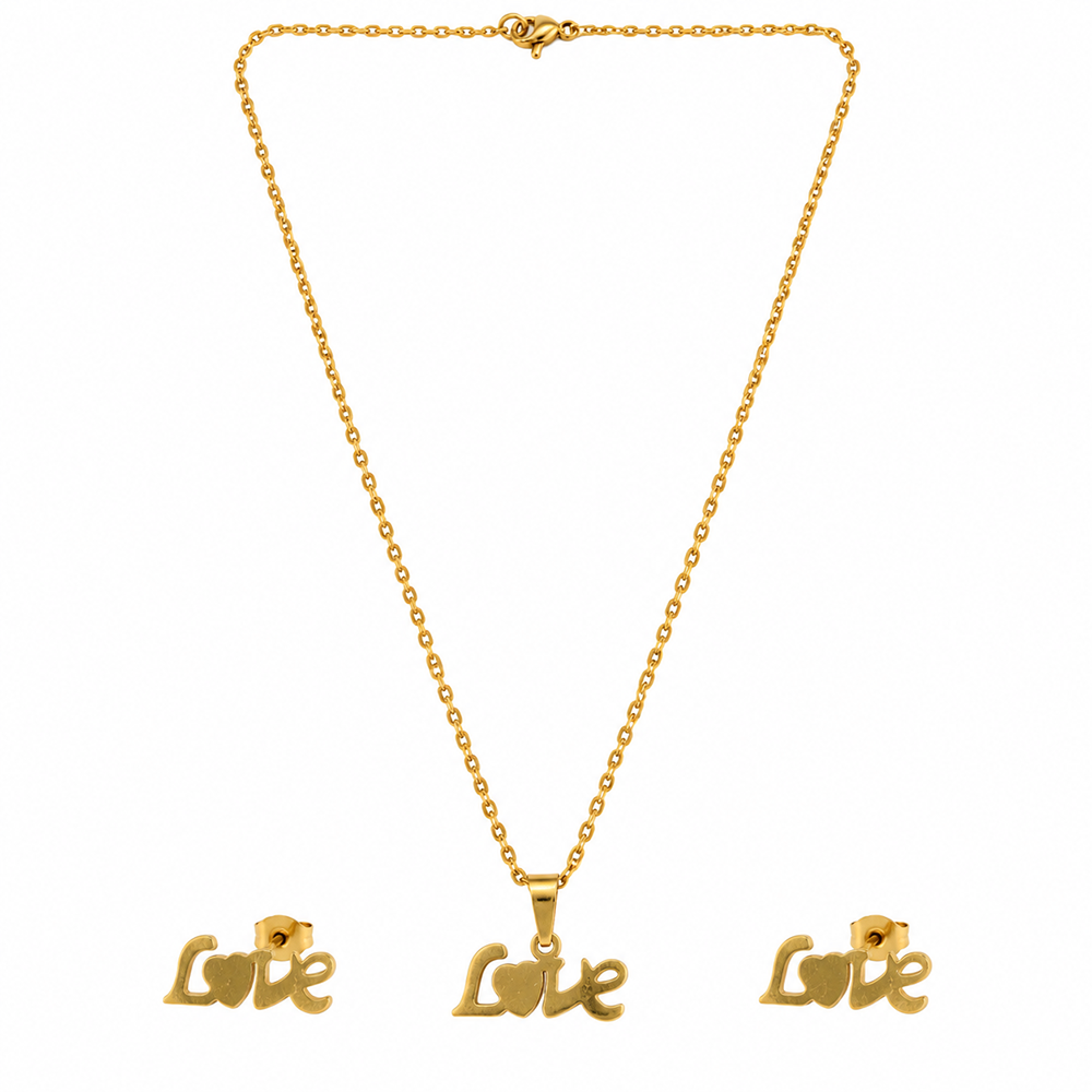 The99Jewel Beautiful Anti Tarnish Love Pendant Necklace with Matching Earrings for  Party Wear