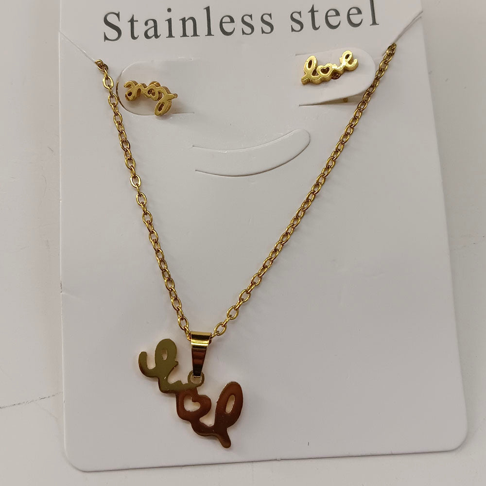 The99Jewel Beautiful Anti Tarnish Love Pendant Necklace with Matching Earrings for  Party Wear