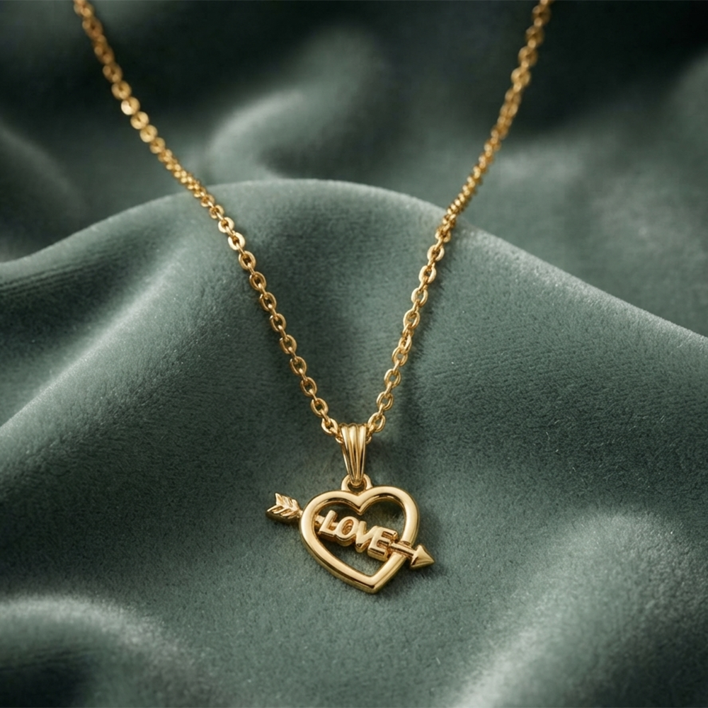 The99Jewel Dazzling Austrian Stone Gold Plated Heart Chain Pendant for Women
