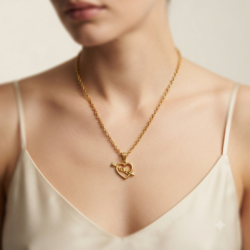 The99Jewel Dazzling Austrian Stone Gold Plated Heart Chain Pendant for Women