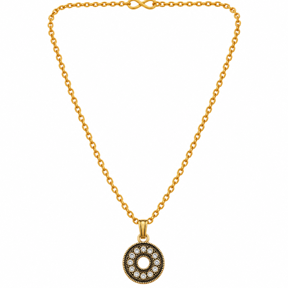 The99Jewel Dazzling Austrian Stone Gold Plated Circle Chain Pendant for Women