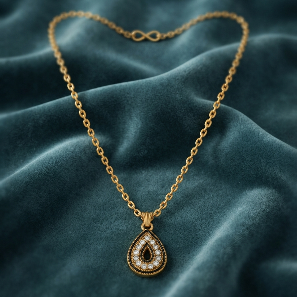 The99Jewel Dazzling Austrian Stone Gold Plated Tear Drop Chain Pendant for Women