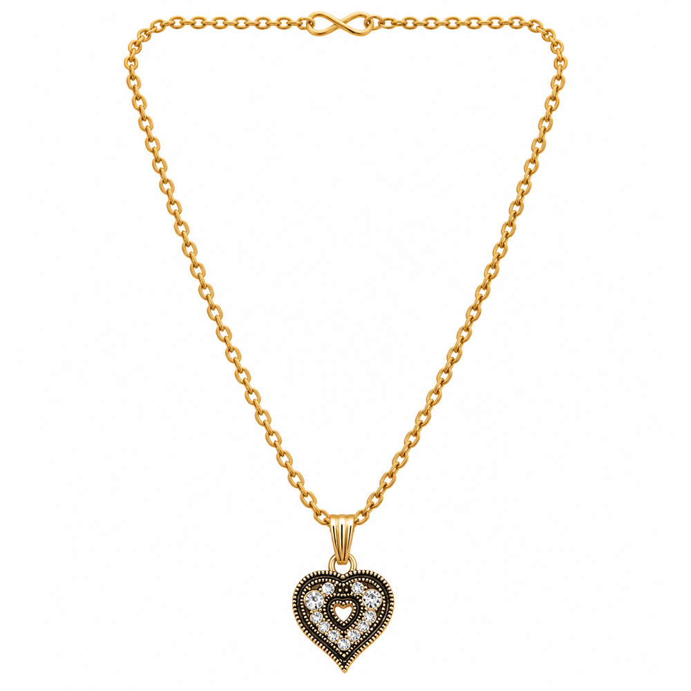 The99Jewel Dazzling Austrian Stone Gold Plated Heart Chain Pendant for Women