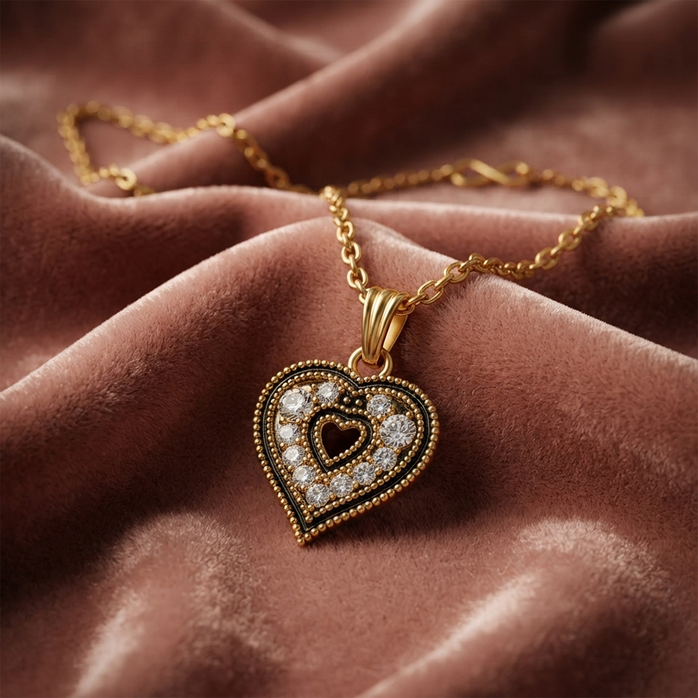 The99Jewel Dazzling Austrian Stone Gold Plated Heart Chain Pendant for Women