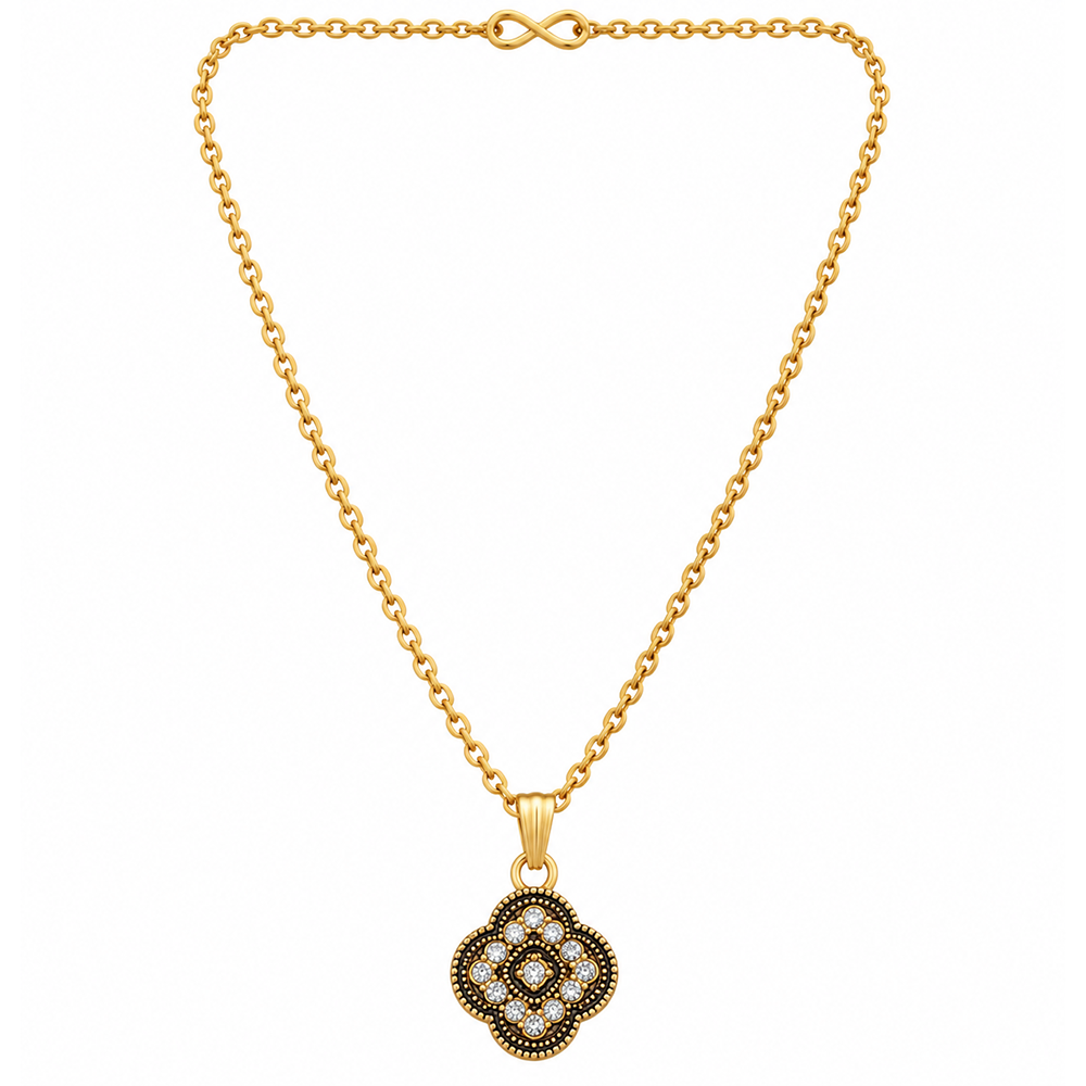 The99Jewel Dazzling Austrian Stone Gold Plated Clover Chain Pendant for Women