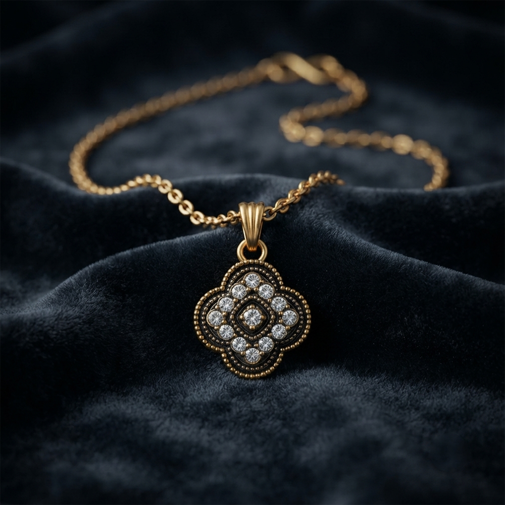 The99Jewel Dazzling Austrian Stone Gold Plated Clover Chain Pendant for Women