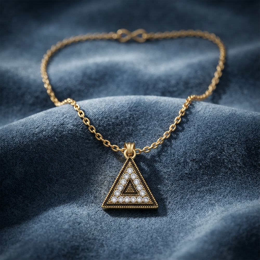 The99Jewel Dazzling Austrian Stone Gold Plated Triangle Chain Pendant for Women