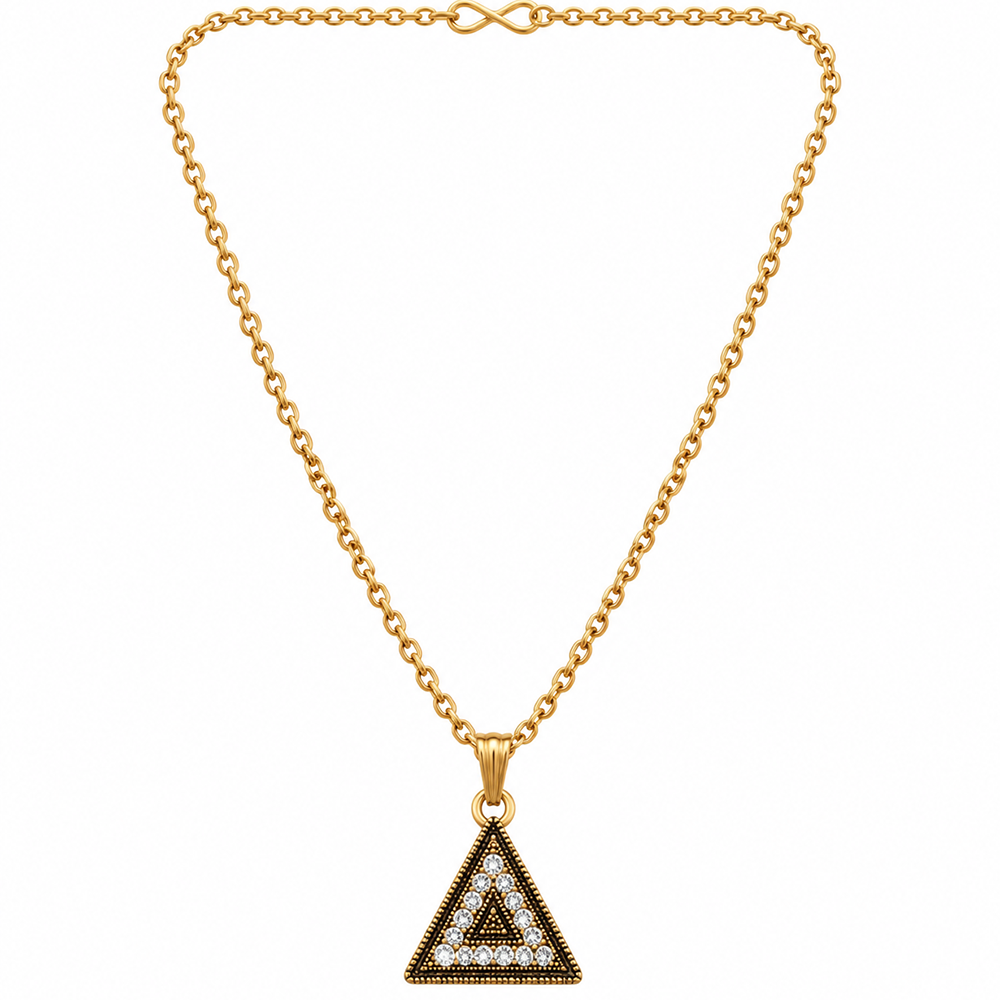 The99Jewel Dazzling Austrian Stone Gold Plated Triangle Chain Pendant for Women