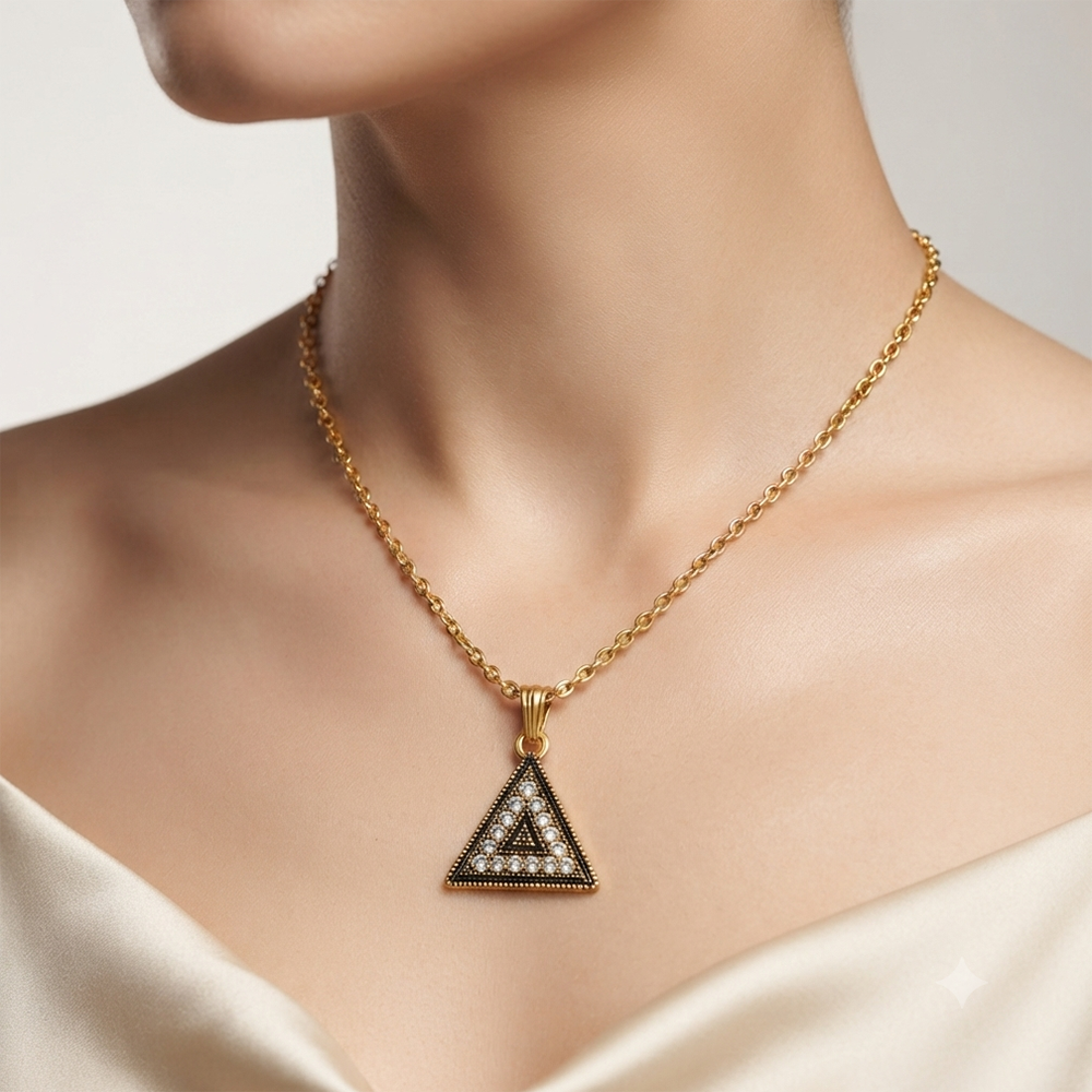 The99Jewel Dazzling Austrian Stone Gold Plated Triangle Chain Pendant for Women