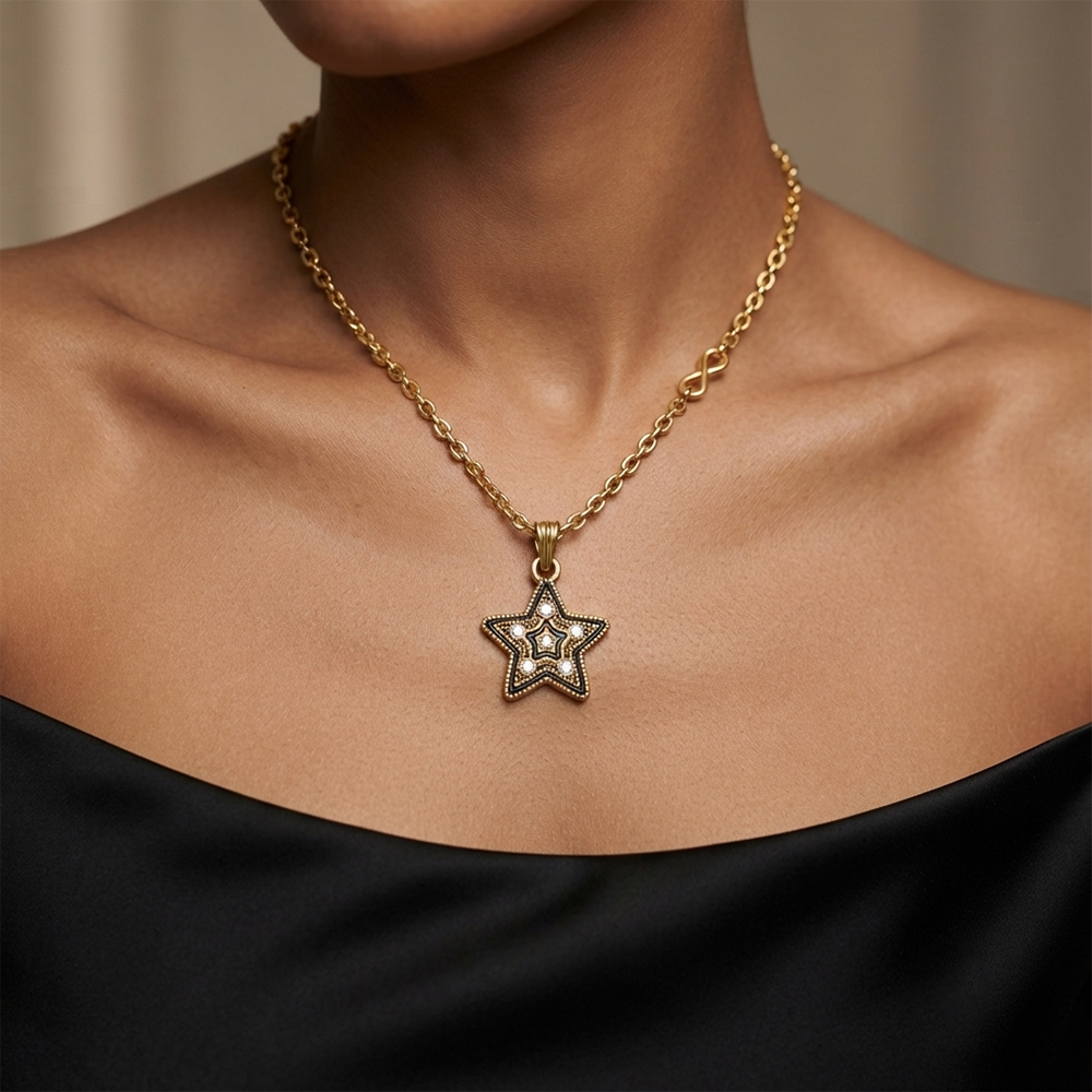The99Jewel Dazzling Austrian Stone Gold Plated Star Chain Pendant for Women