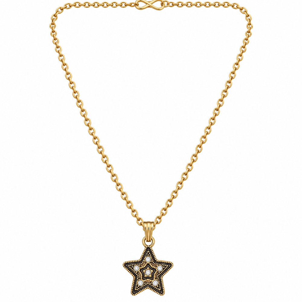 The99Jewel Dazzling Austrian Stone Gold Plated Star Chain Pendant for Women
