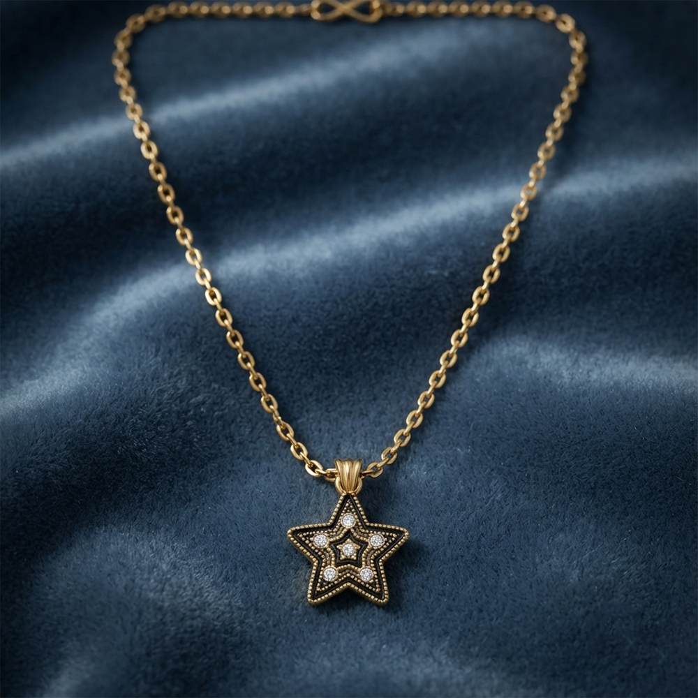 The99Jewel Dazzling Austrian Stone Gold Plated Star Chain Pendant for Women