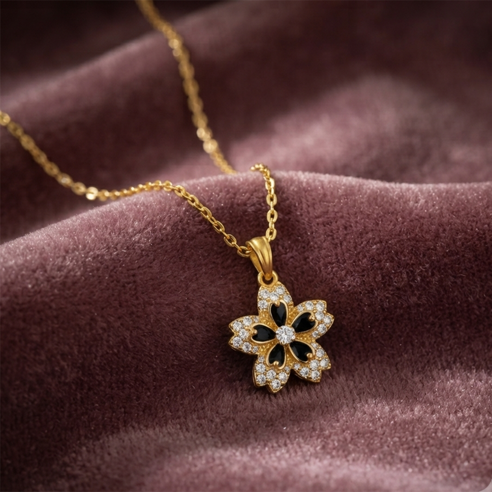 The99Jewel Dazzling Austrian Stone Gold Plated Flower Chain Pendant for Women