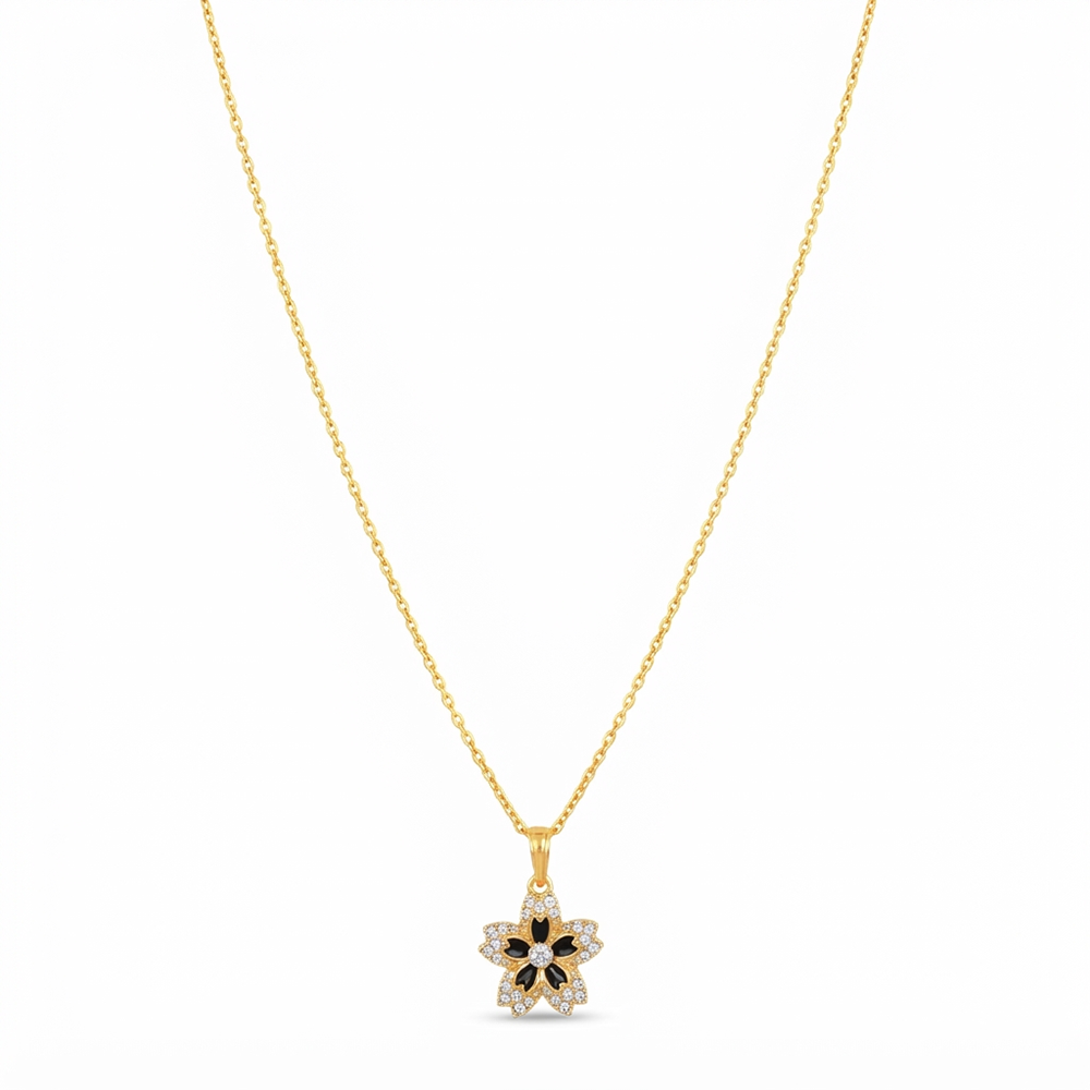 The99Jewel Dazzling Austrian Stone Gold Plated Flower Chain Pendant for Women