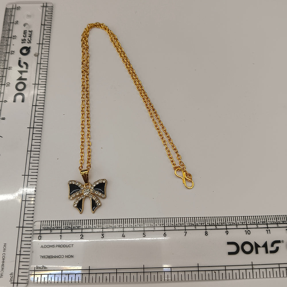 The99Jewel Graceful Austrian Stone Bow Pendant Gold Plated Chain Necklace
