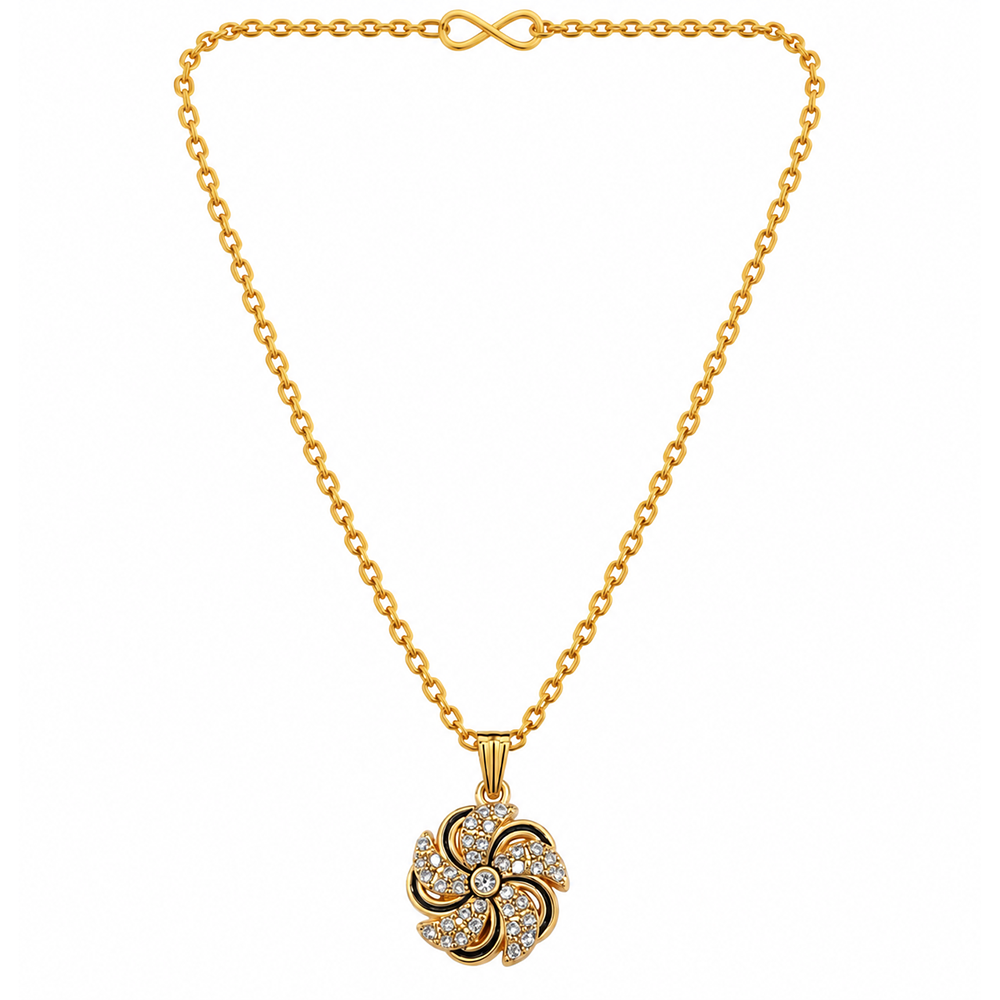 The99Jewel Graceful Austrian Stone Floral Pendant Gold Plated Chain Necklace